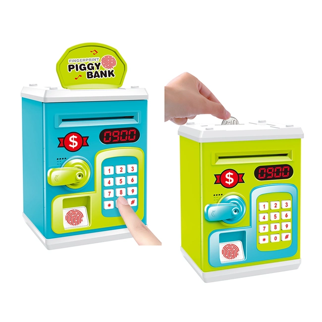 Fingerprint Lock Electric Piggy Bank with Light Music Sound Automatic Volume Money Box Multifunction Kids Plastic Toy Piggy Money Bank