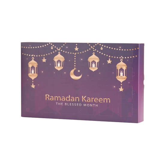 Custom Design Empty 24 Days Advent Calendar Ramadan Countdown Blind Gift Chocolate Candy Toy Jewelry Candle FSC Paper Food Gift Packaging Box