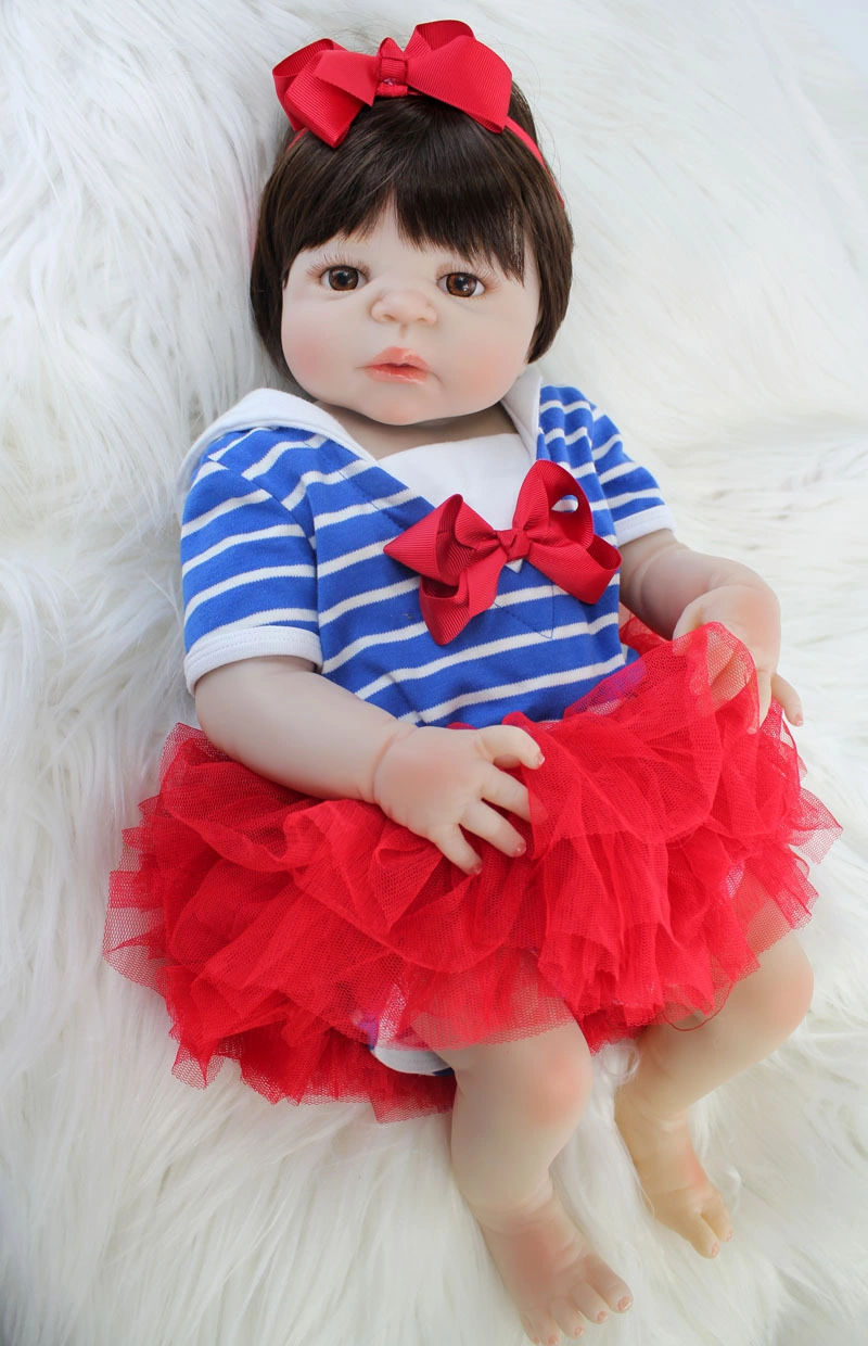 Lifelike Reborn Baby Dolls Silicone Full Body Girl 22 Inchs 55 Cm Anatomically Correct Washable Toy Doll Handmade Newborn Toddler Doll for Birthday Gifts