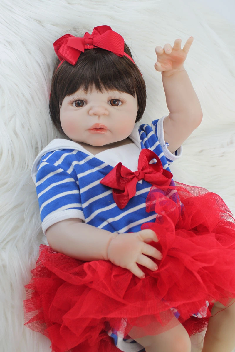 Lifelike Reborn Baby Dolls Silicone Full Body Girl 22 Inchs 55 Cm Anatomically Correct Washable Toy Doll Handmade Newborn Toddler Doll for Birthday Gifts