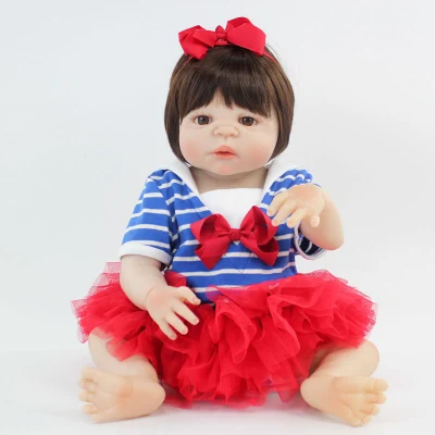 Lifelike Reborn Baby Dolls Silicone Full Body Girl 22 Inchs 55 Cm Anatomically Correct Washable Toy Doll Handmade Newborn Toddler Doll for Birthday Gifts